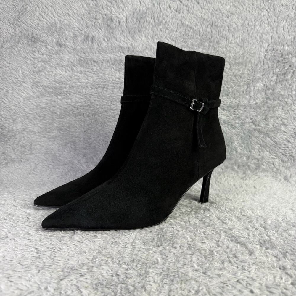 Steve Madden Layan Ankle Boot Women's Black Suede Size 11 Pointed Toe Bootie - Picture 7 of 12